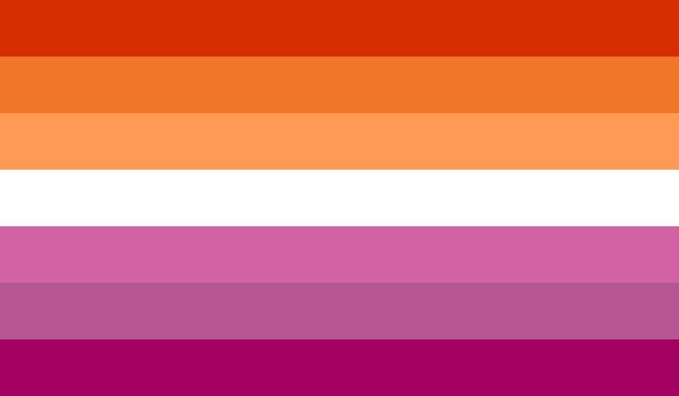 The sunset lesbian flag, also known as the orange-pink flag, combines three magenta-pink stripes with three red-orange stripes and symbolizes various aspects of the lesbian community, including gender non-conformity and unique relationships to womanhood.